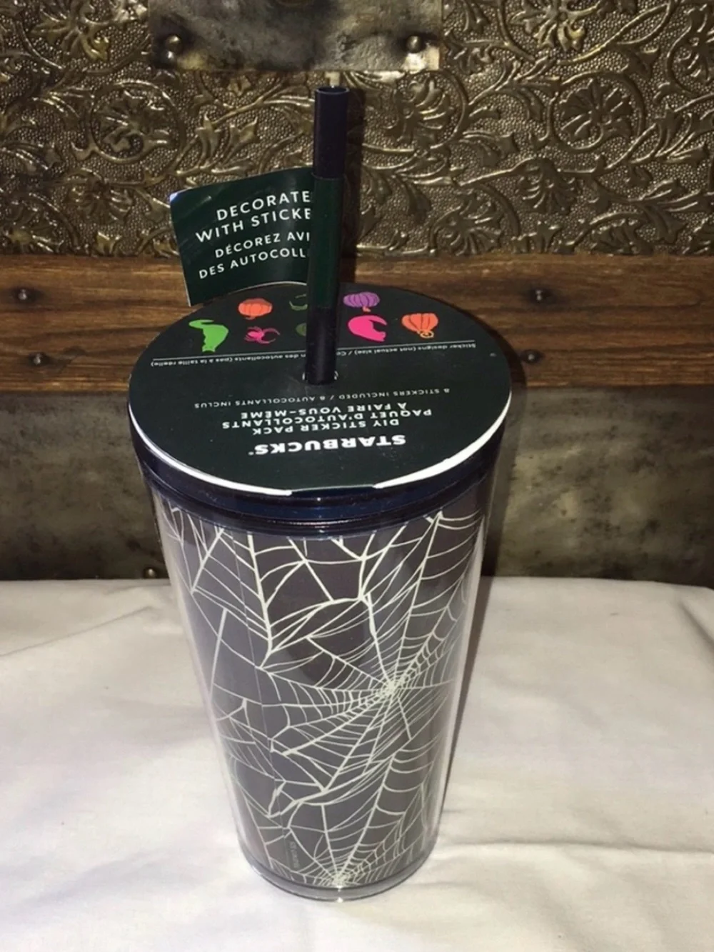 Starbucks 2021 NWT Glow In-The-Dark 16 oz Tumbler w/8 Stickers with Skeleton Ty